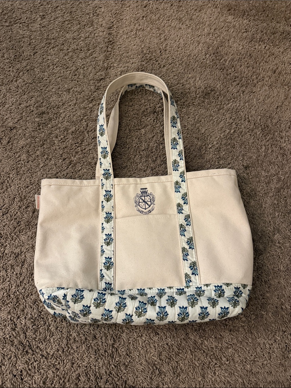 Zeta Tau Alpha Canvas Floral-Trim Tote Bag